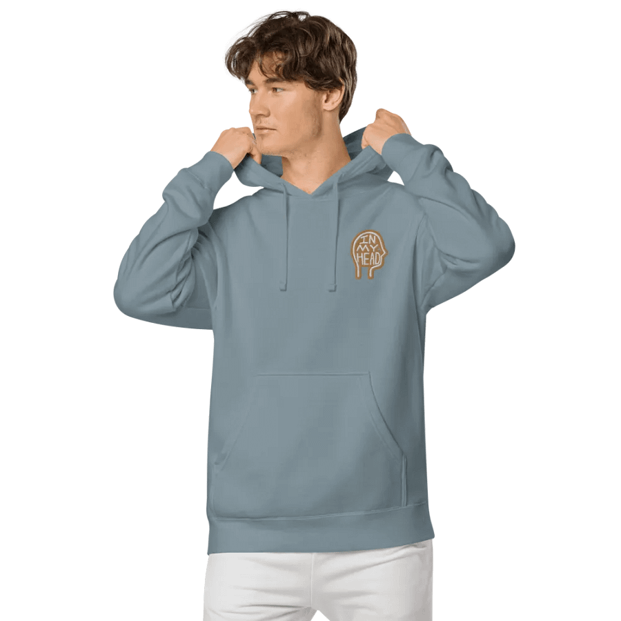 In My Head (L.C. brown bubble design 2) embroidered pigment hoodie product image (6)