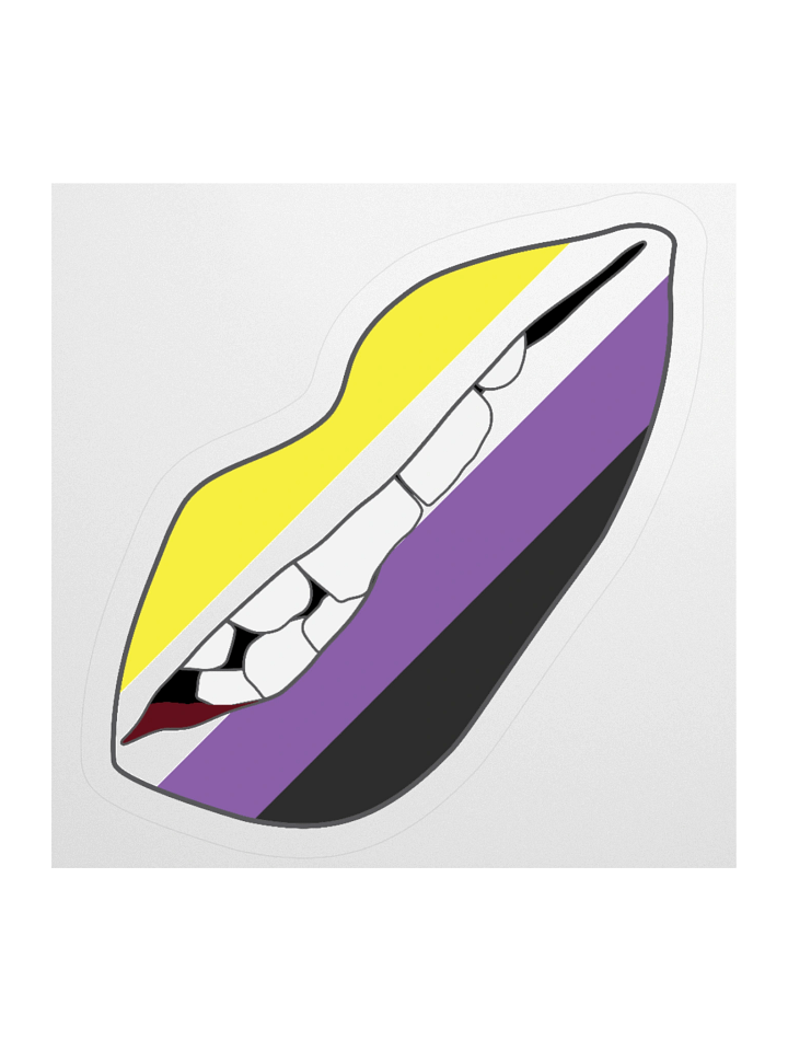 Non-binary Pride Flag Biting Lips Sticker product image (1)