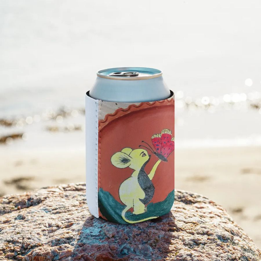 Whimsical Mouse and Butterfly Can Cooler product image (10)