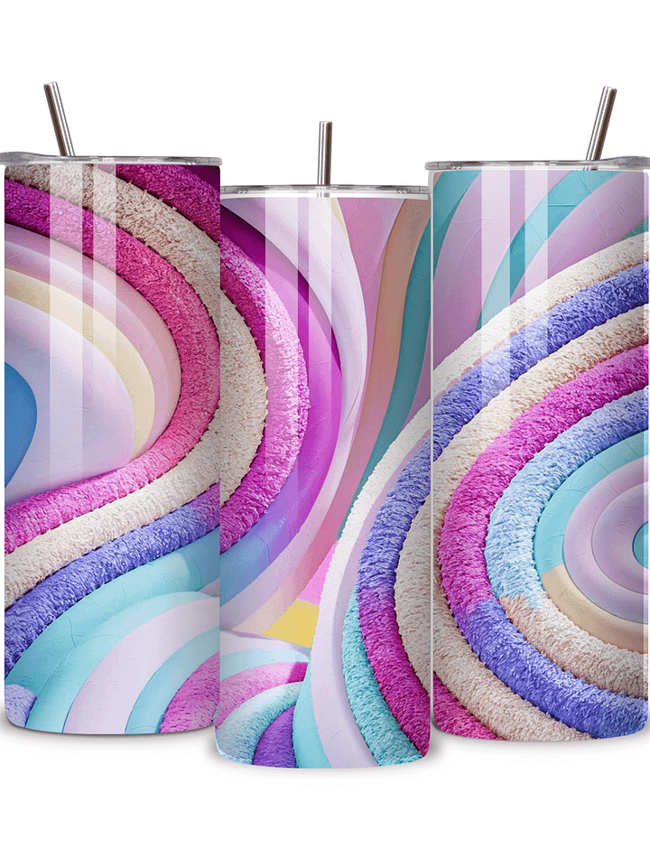 Pastel Swirl 20oz Skinny Tumbler with Metal Straw – Vibrant Abstract Rainbow Design – Double-Walled Insulated Stainless Steel Tumbler for Hot & Cold Drinks, Gift for Color Lovers product image (2)