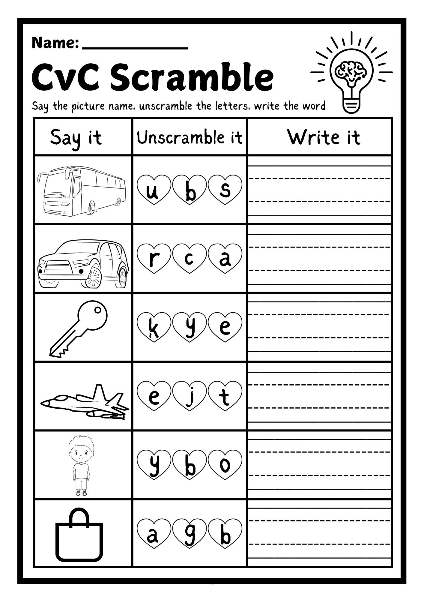 CVC Word Scramble Worksheet for Early Readers product image (1)
