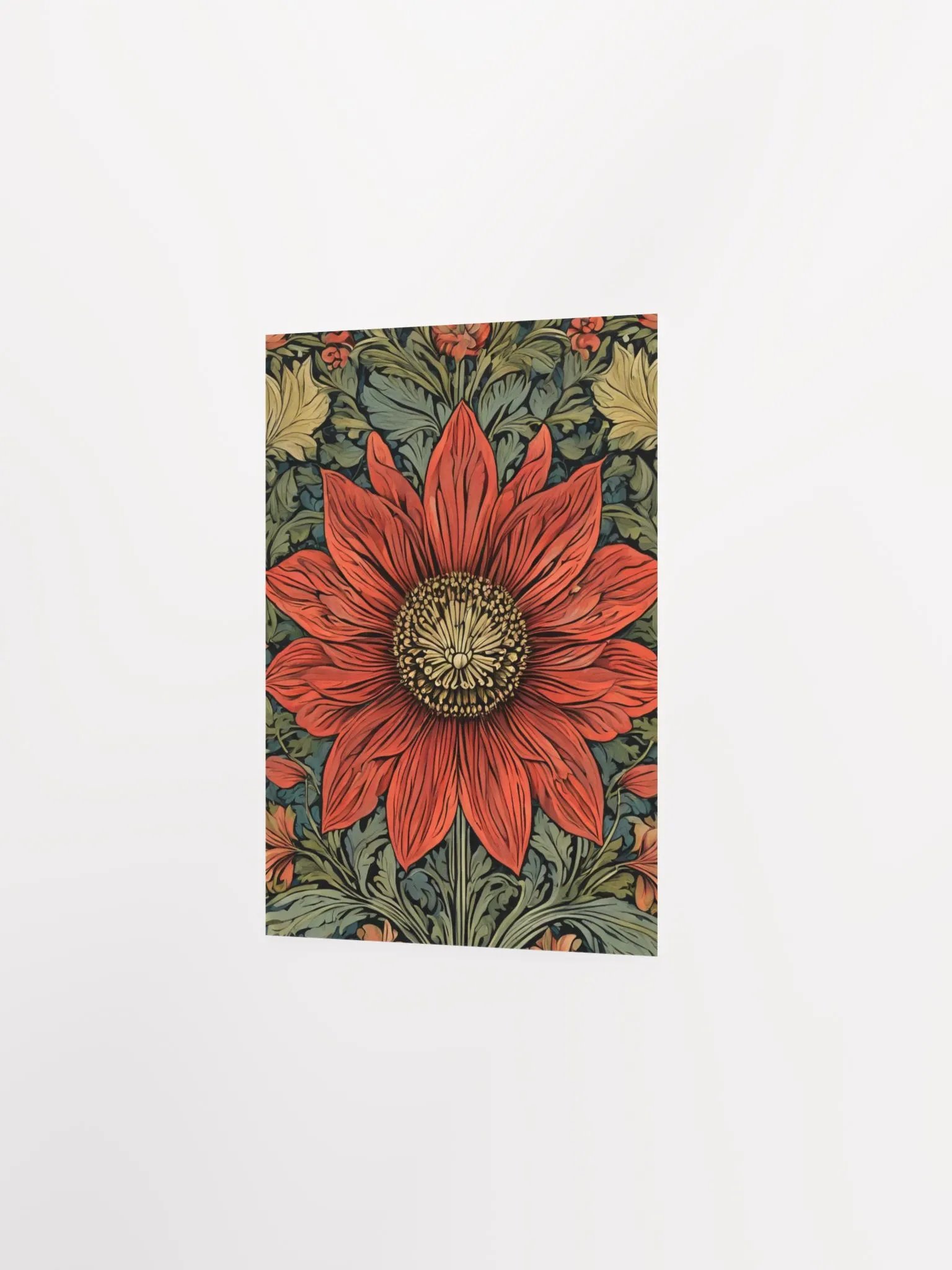 William Morris Inspired Red Flower 5x7 inch Poster product image (2)