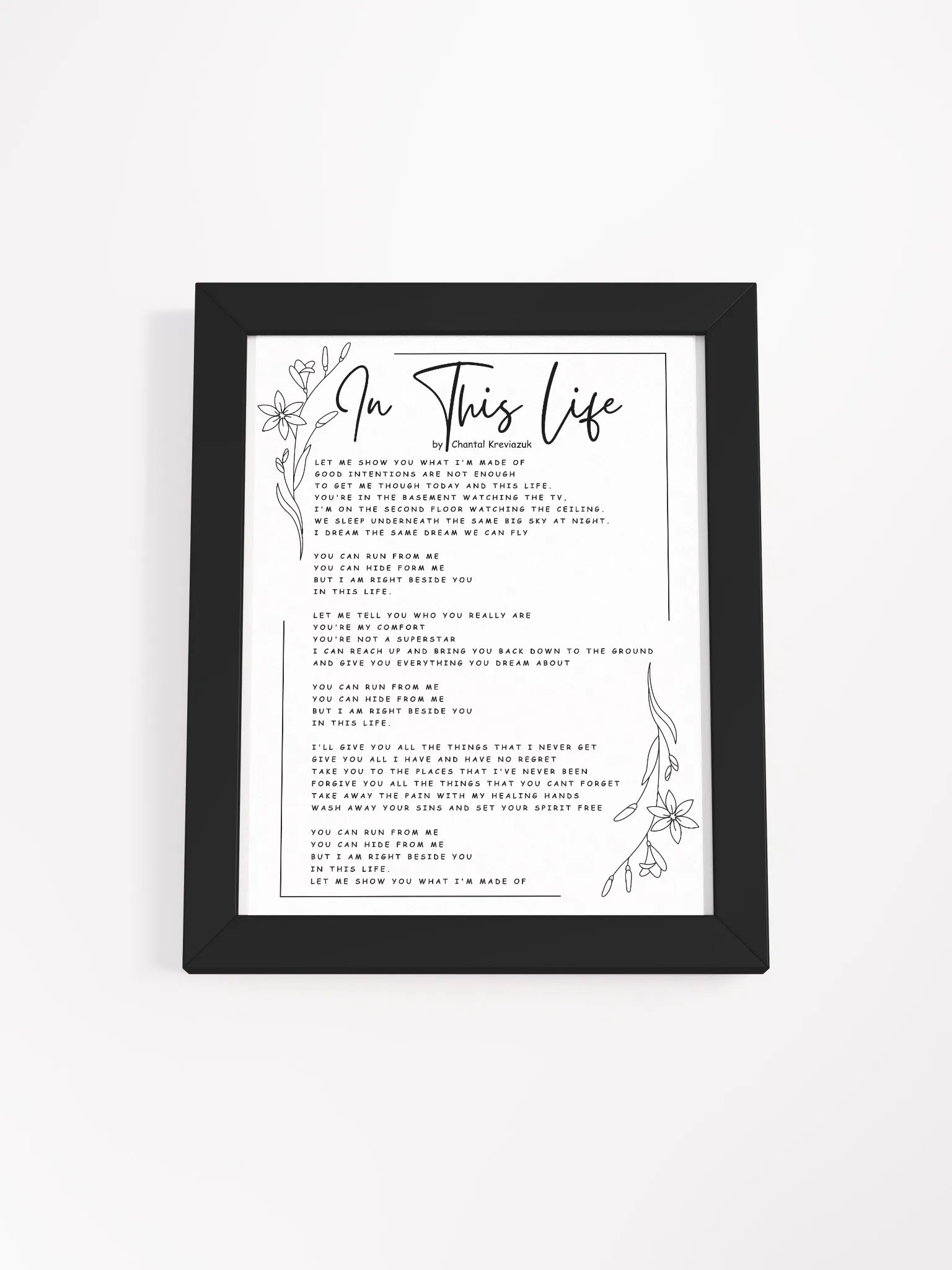 IN THIS LIFE LYRICS FRAMED WALL ART product image (1)