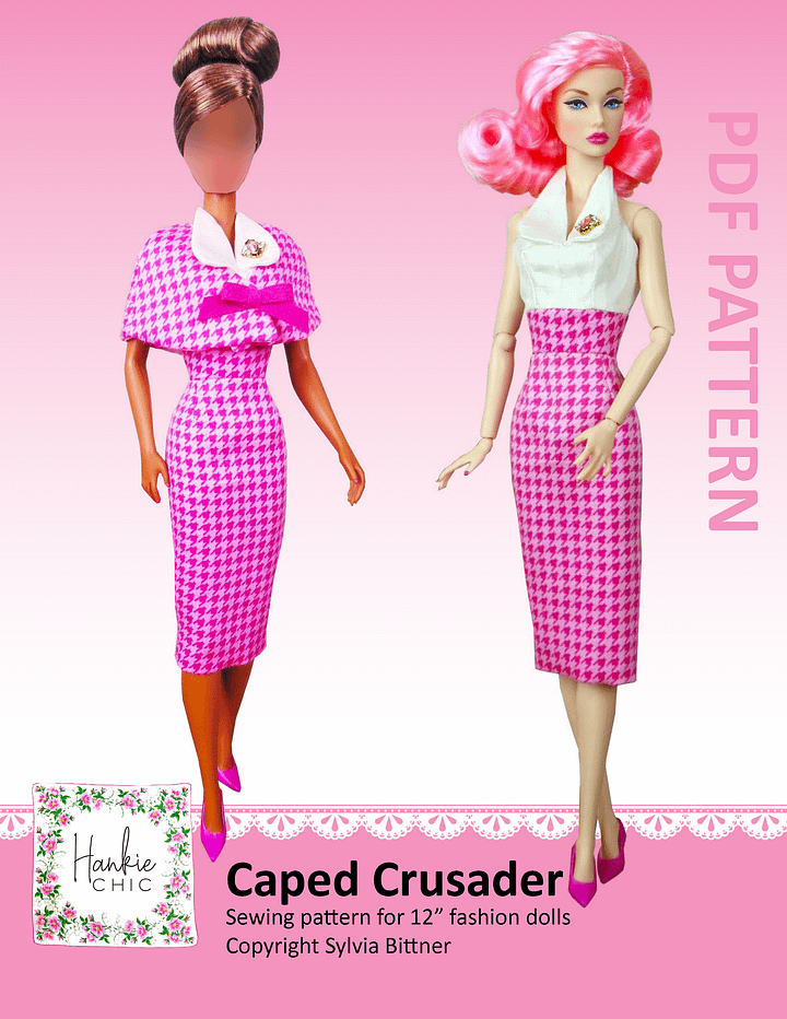 Caped Crusader sewing pattern for 12" fashion dolls product image (1)
