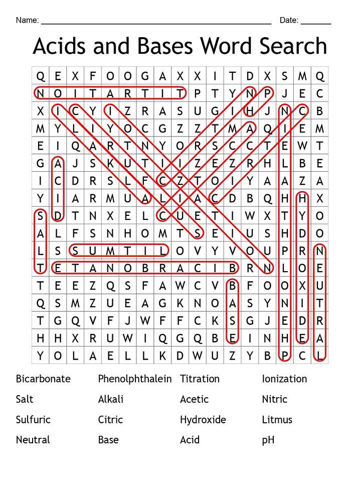 Acids and Bases Word Search: Explore 16 Key Chemistry Terms! product image (2)