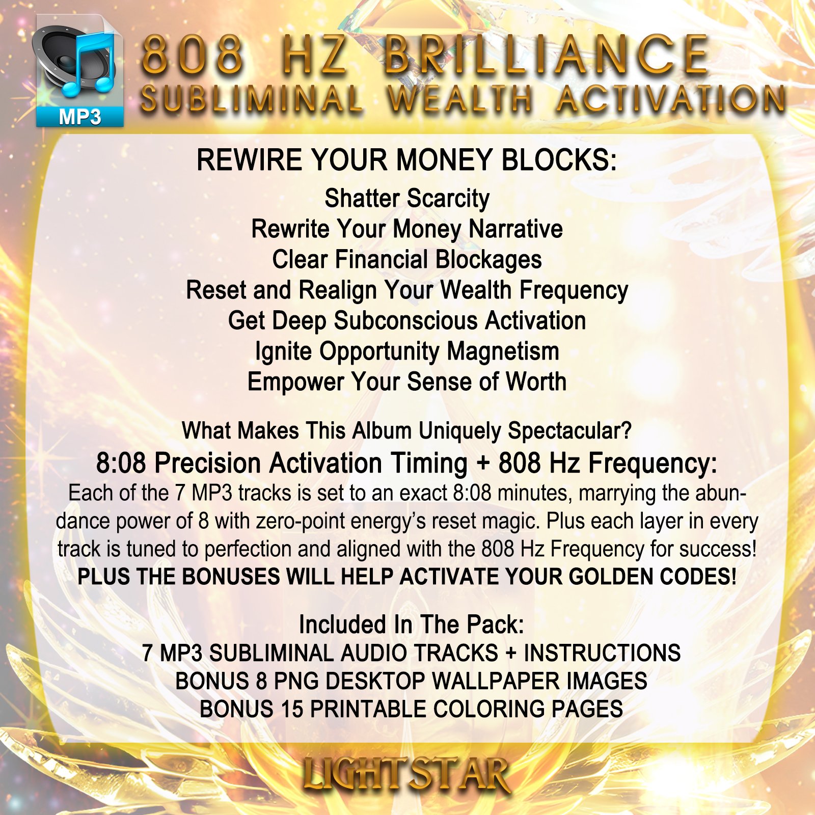 808 Hz BRILLIANCE Subliminal Wealth Activation Bundle product image (3)