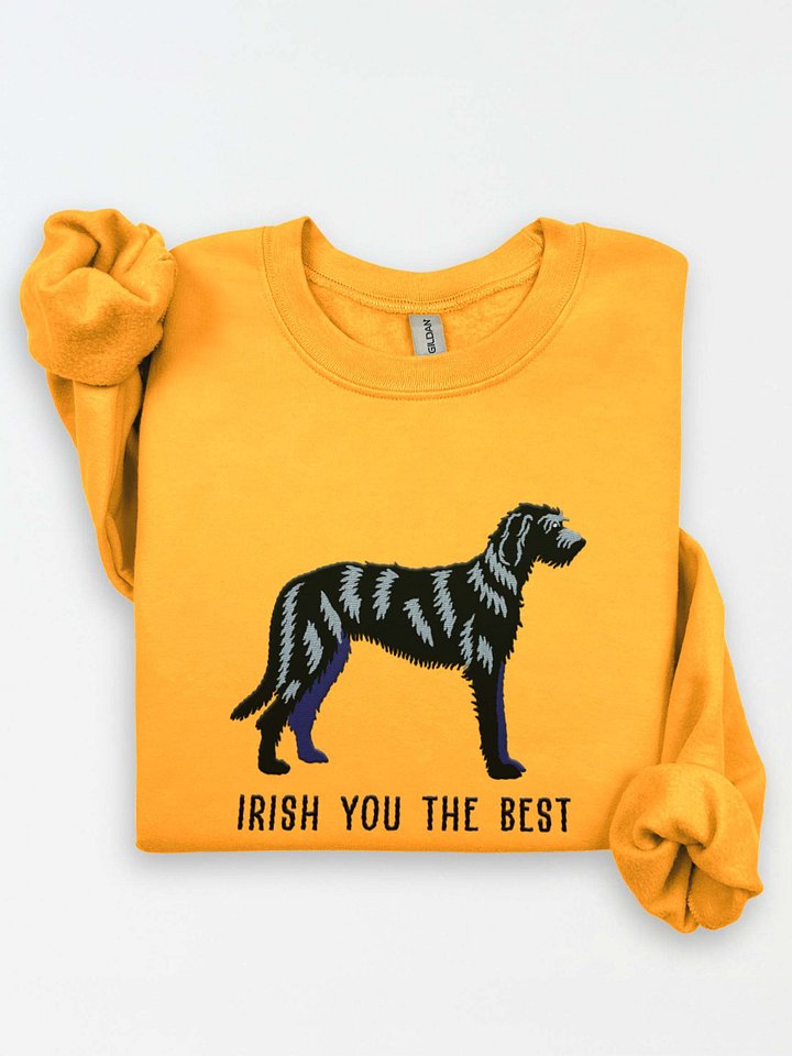 Irish You the Best Sweatshirt (Embroidered) of an Irish Wolfhound(Black) product image (1)