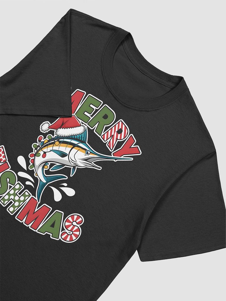 Merry Fishmas Marlin Fishing Tee with Christmas Lights shirt product image (2)