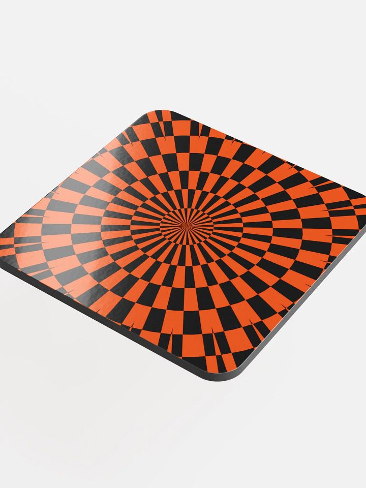 Checkers Kaleidoscope Illusion Coaster, Orange Black Halloween Home Decor product image (1)