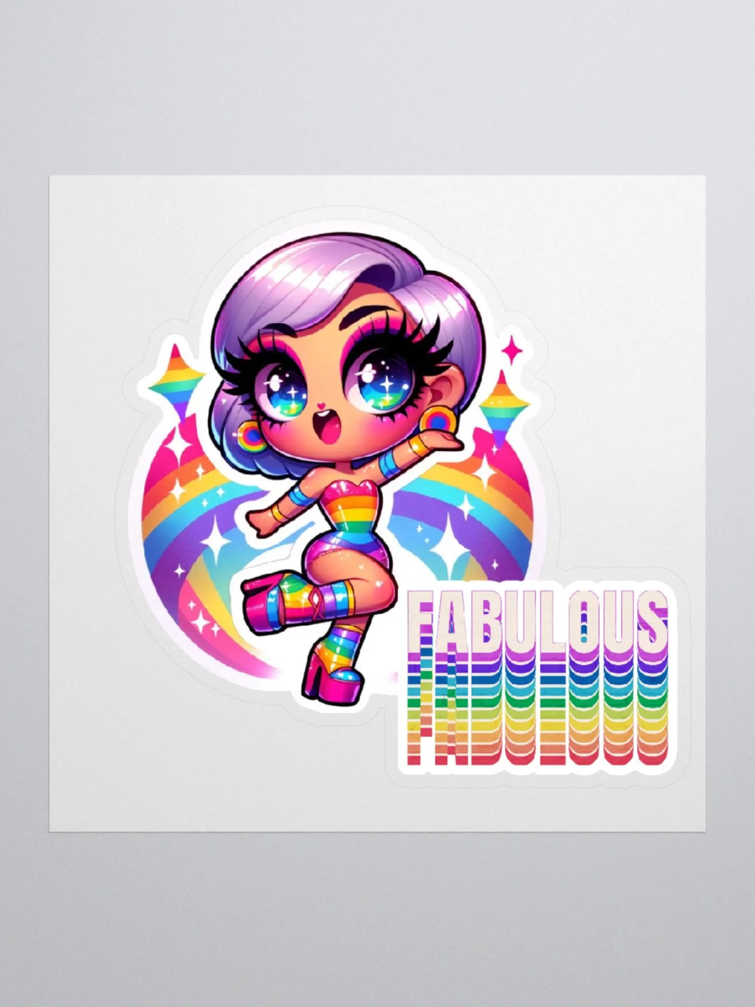 Drag Queen Fabulous Sticker Moto Sticker-My Fabulous Self Sticker-LGBTQIA+ Sticker-Rainbow Sticker product image (2)