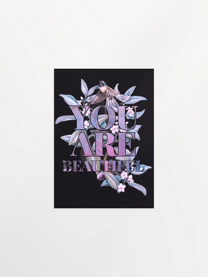 You are Beautiful - Piwakawaka and Ngaio Wall Print on Black product image (2)