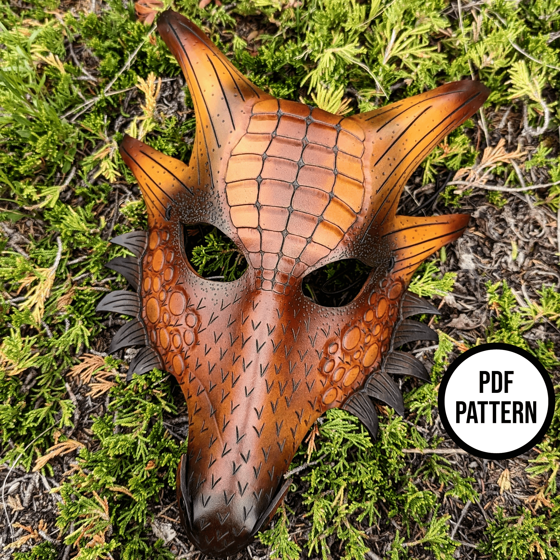 Dragon Mask Pattern - PDF Pattern for Leatherwork product image (1)