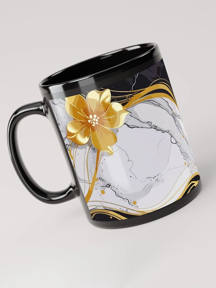 Golden Floral Black Marble Mug product image (1)