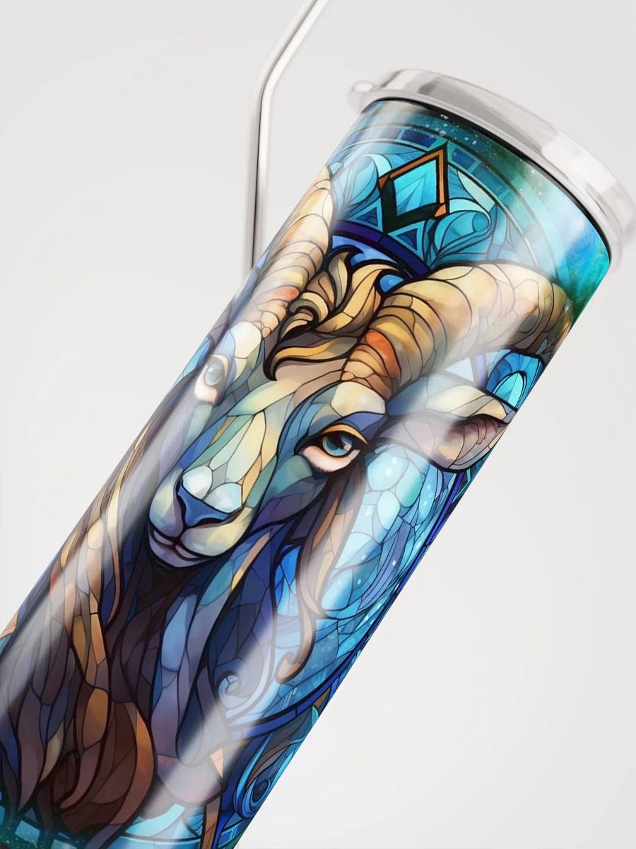 Stained Glass Capricorn Stainless Steel Tumbler: Illuminate Your Zodiac Style product image (5)