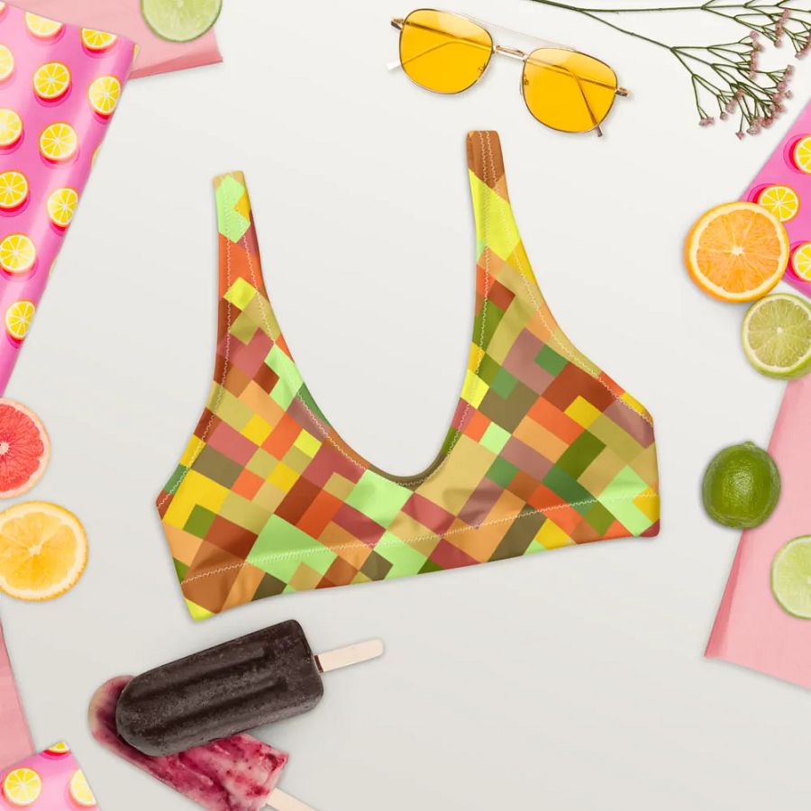 Colorful Mosaic Pattern Design Padded Bikini Top - v2 product image (6)
