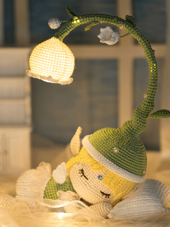Enchanted Fairy Night Light — Hand-Crocheted Lily of the Valley Lamp with Sleeping Fairy product image (3)