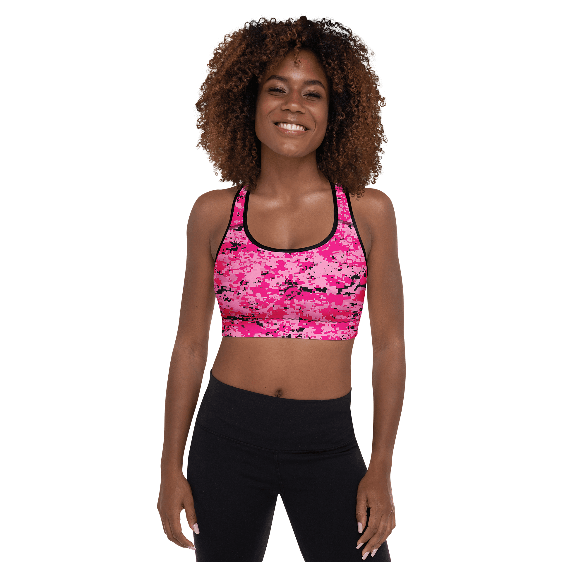 Pixelated Pink Camo Padded Sports Bra product image (4)