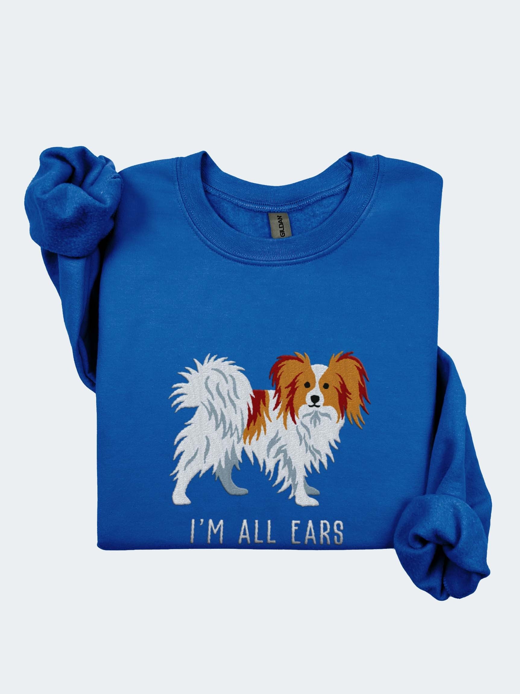 I'm All Ears Sweatshirt (Embroidered) of a Papillon(Brown & White) product image (1)