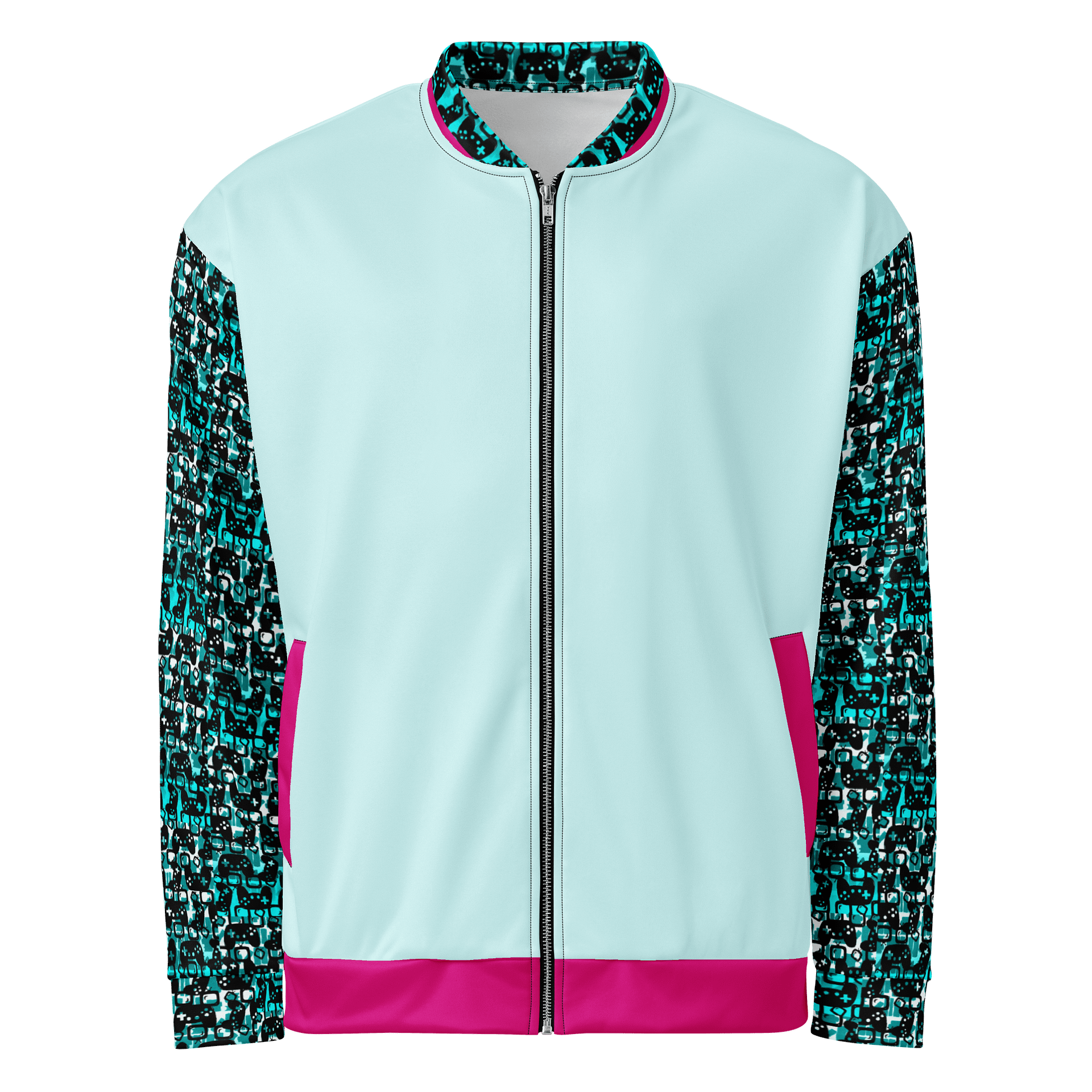 Experience Stories Unisex Bomber Jacket (Teal, Pink, and Black) product image (2)