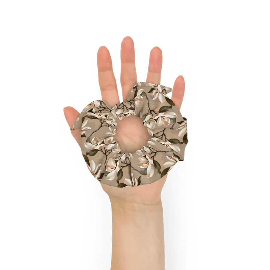 Hair Scrunchie - Magnolia Blossoms on Beige Background product image (7)
