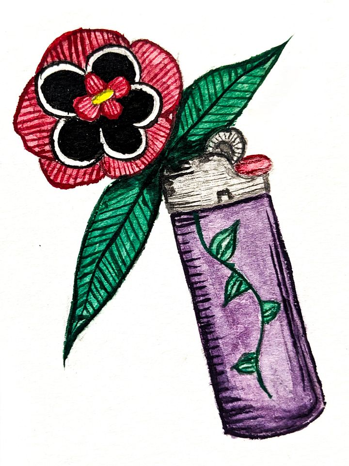 3" Floral Lighter Sticker product image (2)