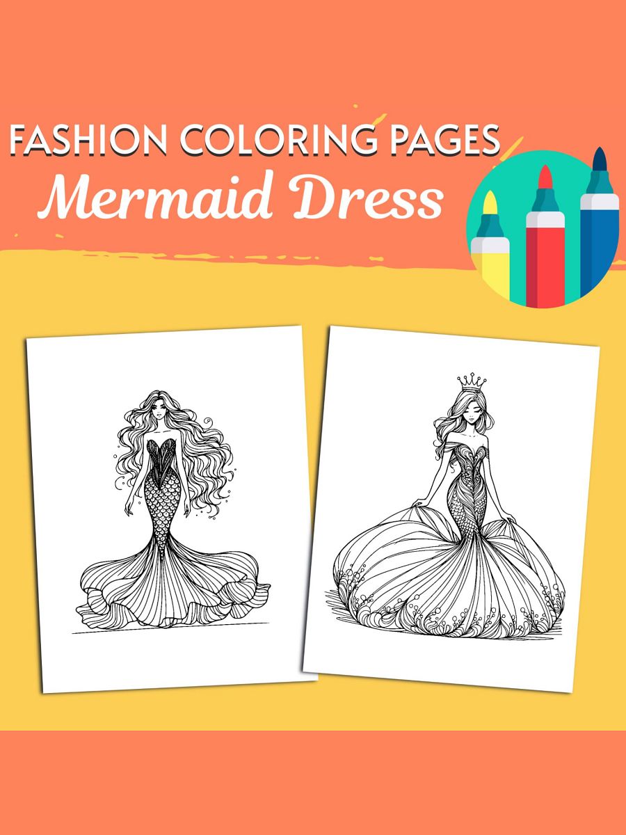 Fashion Coloring Pages - Mermaid Dress product image (3)