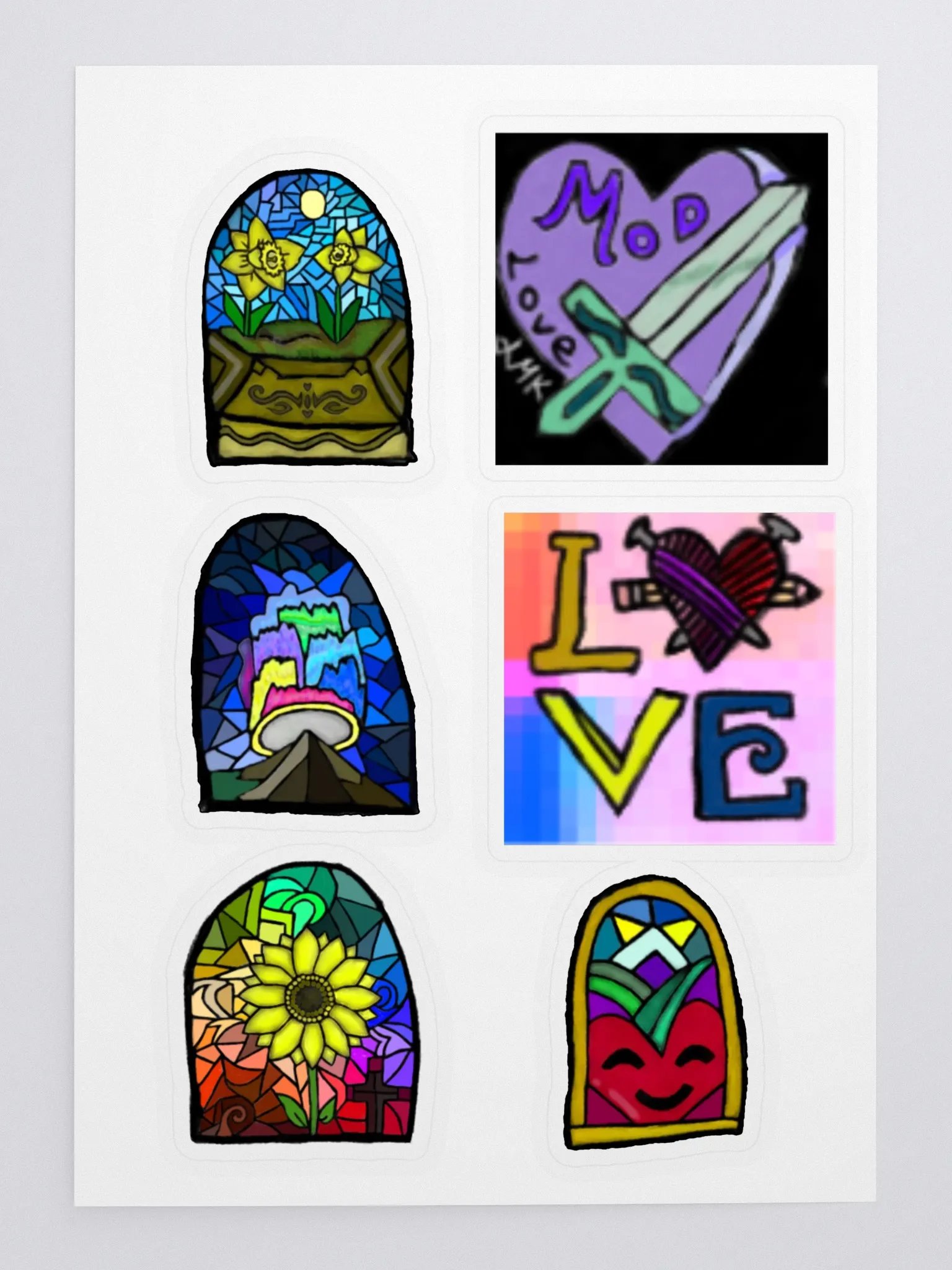 Stained Glass Love and Peace Sticker Set product image (3)