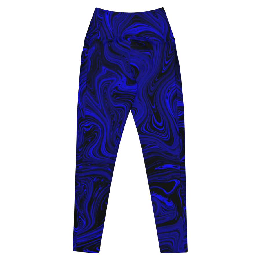 Leggings with Pockets - Dark Blue and Black Fluid Swirls product image (7)