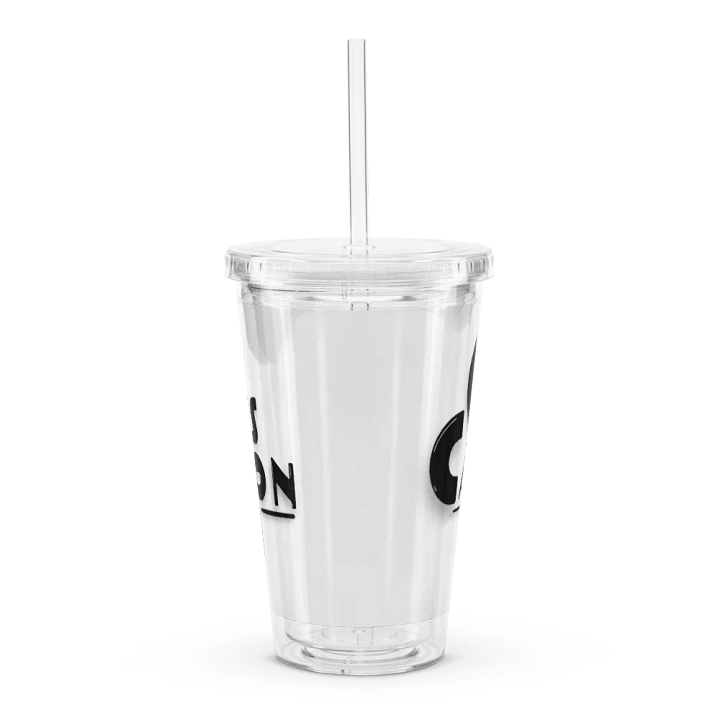 Clear Tumbler Cup with Lid & Straw - Black Text Logo product image (2)
