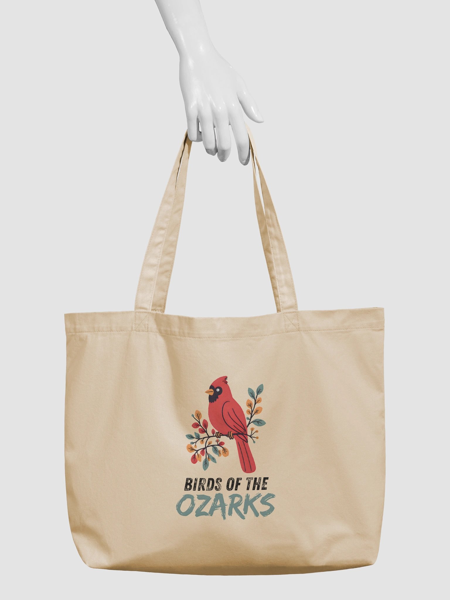 Ozark Birds Organic Tote: Cardinal Bird Edition Cream product image (3)