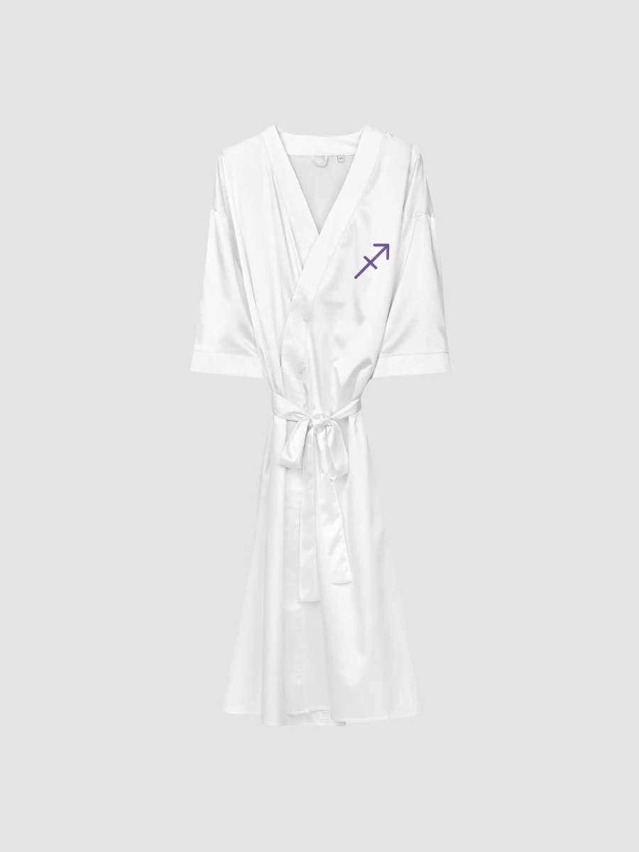 Sagittarius Purple on White Satin Robe product image (1)