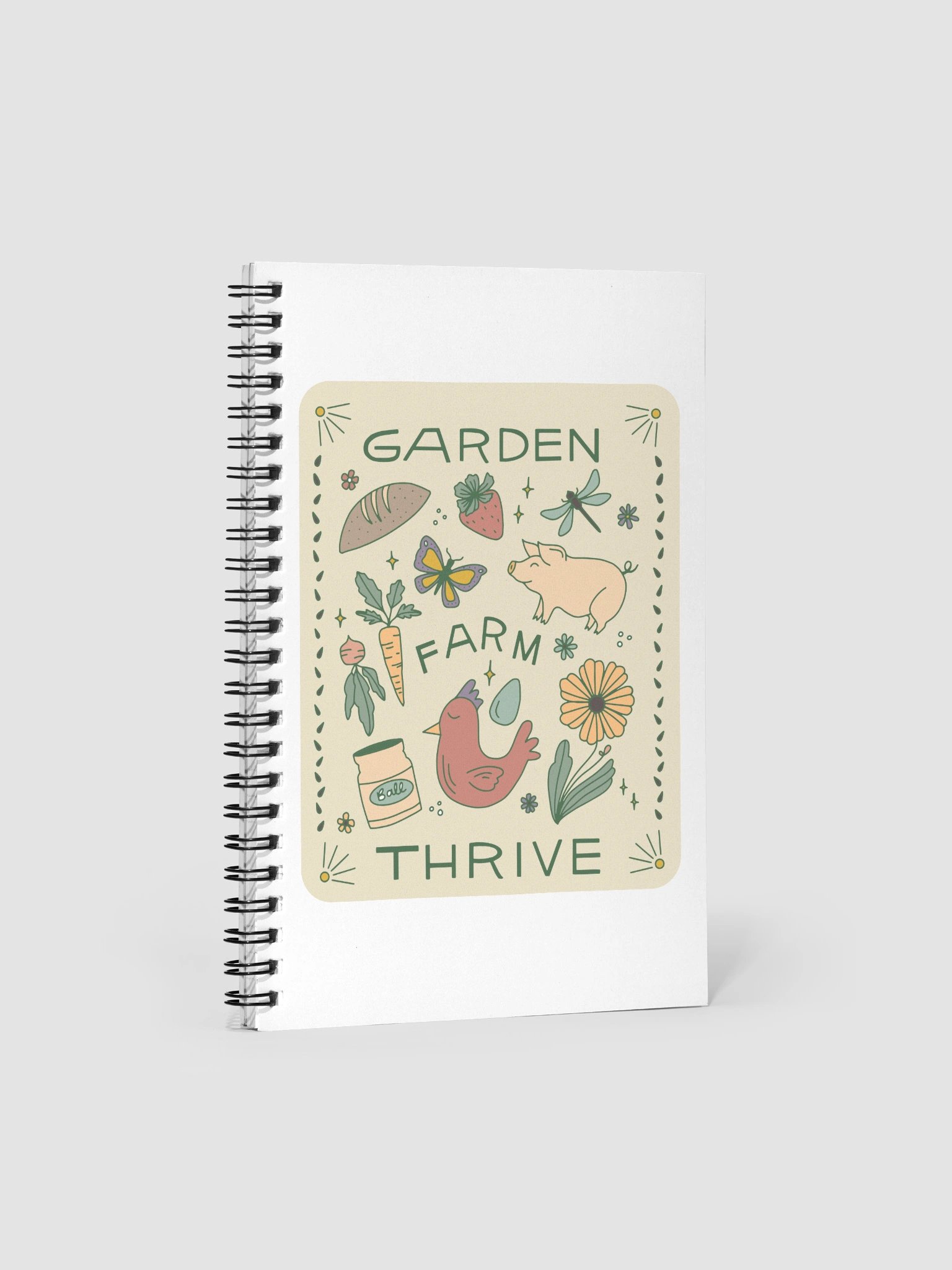 Tan Garden. Farm. Thrive. Illustrated Notebook product image (1)