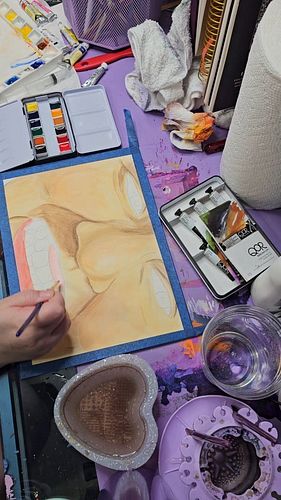 Adding in the all important lips and teeth! Are you enjoying the process of this painting, or should I move on? Let me know w...