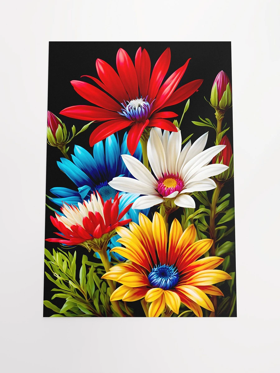 Gazania Flowers in Shades of Red Blue White Yellow Garden Flowers Matte Poster product image (3)
