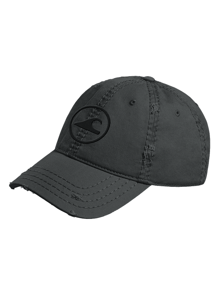 Embroidered Wave Rider Otto Distressed Dad Hat (Blackout) product image (2)