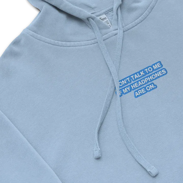 HEADPHONES ON (aqua bubble design 2) embroidered pigment hoodie product image (1)