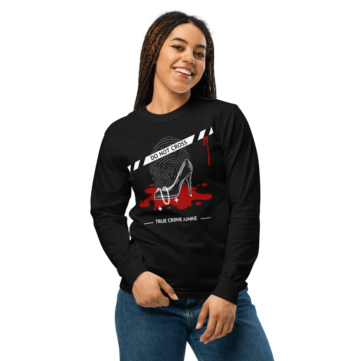 CrimeClothes Heels & Pearls Do Not Cross Long Sleeve T-Shirt product image (2)