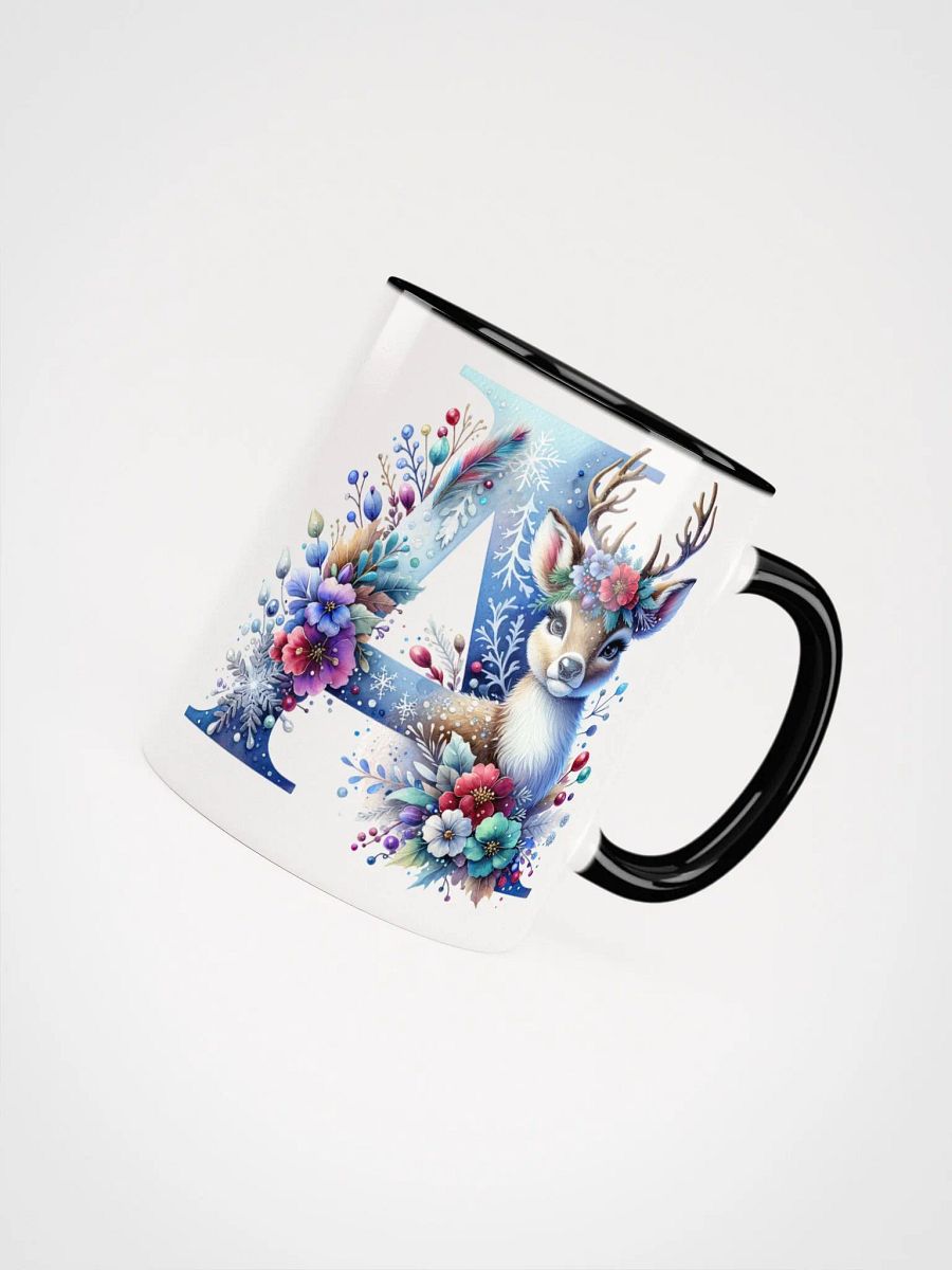 Letter A Christmas Winter Deer red, white and blue Ceramic Mug product image (1)