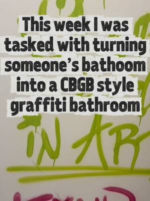 I was hired to turn someone’s bathroom into a “CBGB style graffiti laced bathroom, minus the nihilism and punk rock and replaced with good vibes”. I think it came out cool! If you live near the Austin Texas area and want something like this done to a room in your house, feel free to reach out! Head to lemonsartco.pizza for contact info! #graffitiart #graffitiartist #bathroommakeover #cbgb #LemonsArtCo 