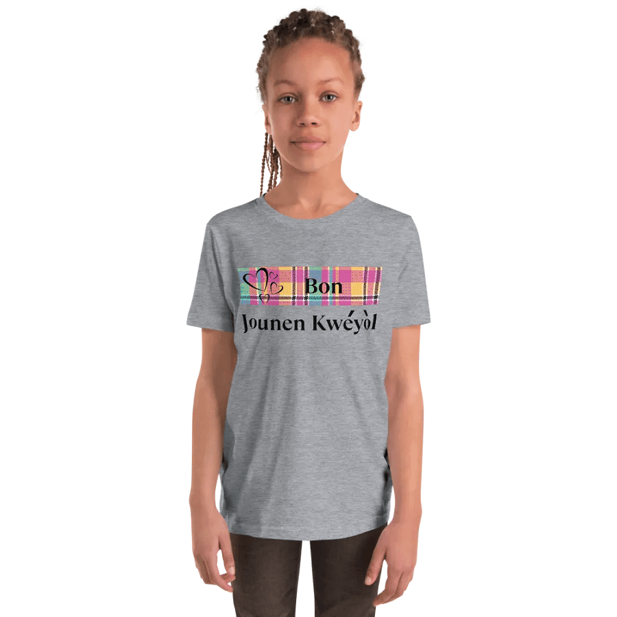 Kwéyòl Hearts Madras Youth T-Shirt product image (2)