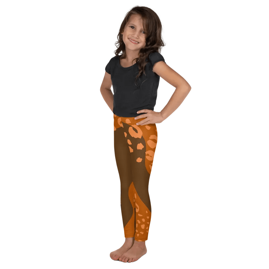 Orange Flowing Jungle Kids Leggings product image (5)
