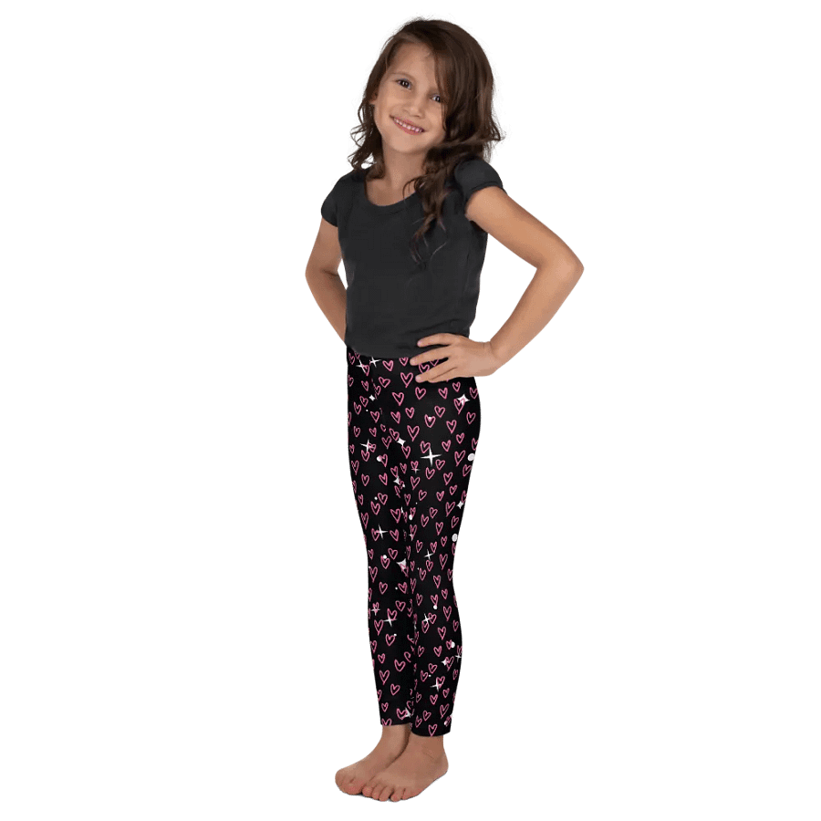Heartfelt Whimsy Black Kids Leggings with Stars product image (3)