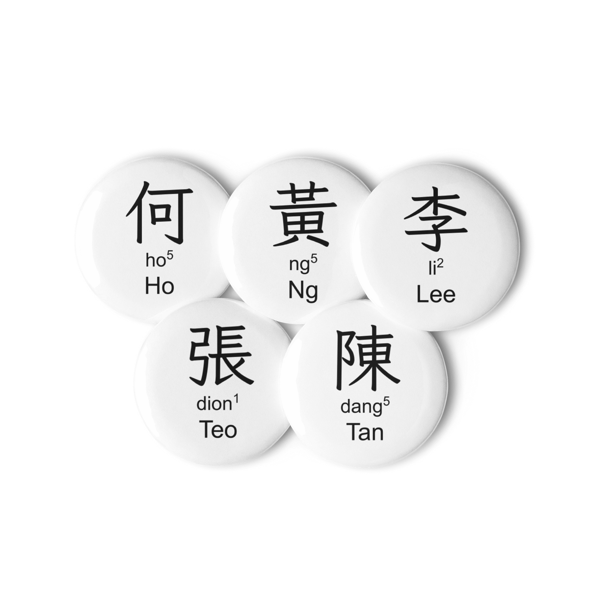 百家姓 Hundred Family Surnames Pin Buttons Set (Teochew) [Series 1, White] product image (2)