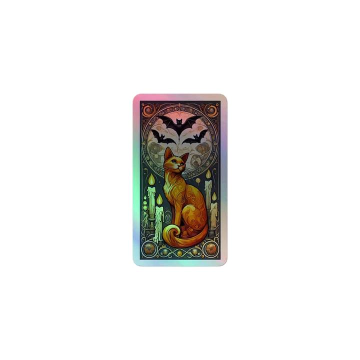 Art Nouveau Orange Cat and Bats Vinyl Sticker – Enchanting Night Decor product image (1)