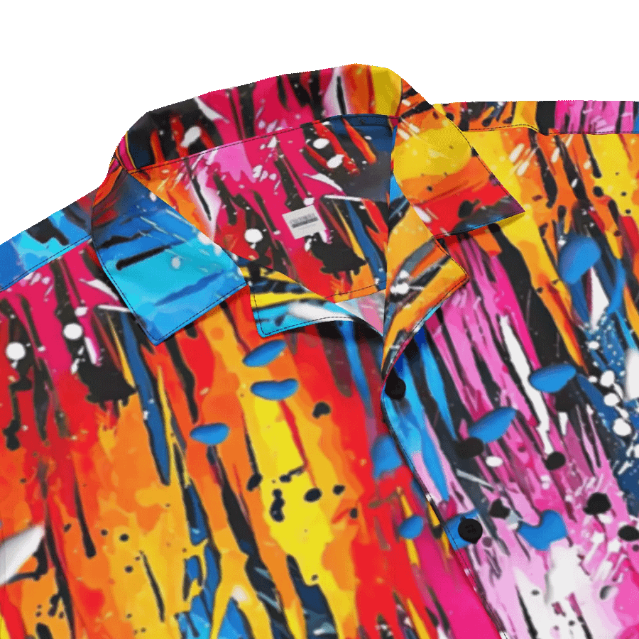 Custom Unisex Button Down Short Sleeve Shirt _ CoachShawStudio's Streetwear Collection_ Abstract Graffiti Art Mountain Blizzard _ Vibrant Colored Designer Shirt product image (5)
