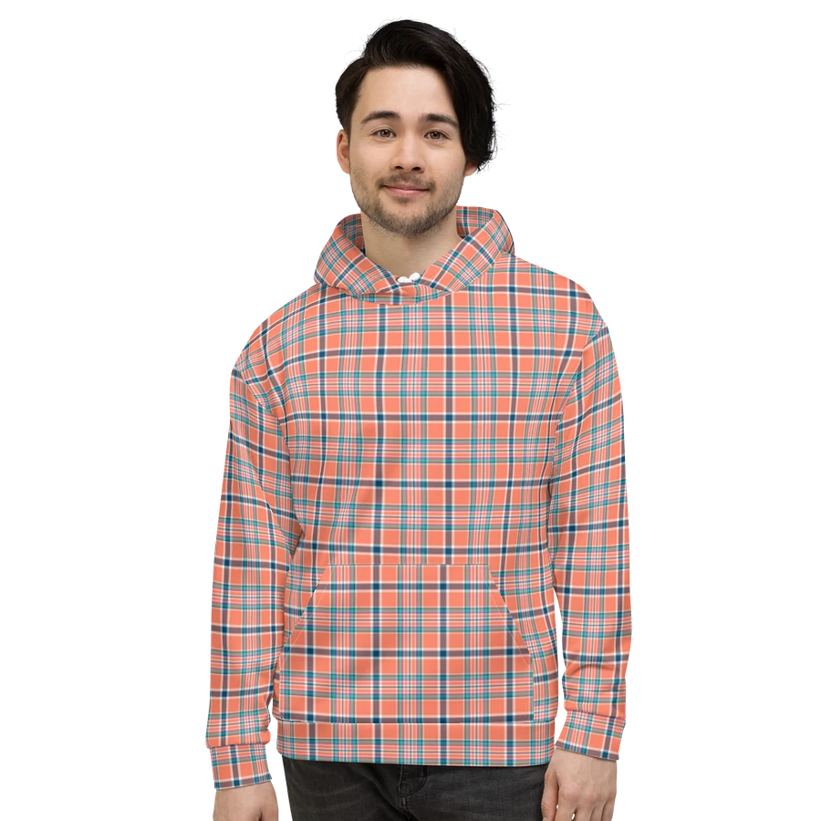 Orange Coral and Blue Plaid Hoodie product image (2)