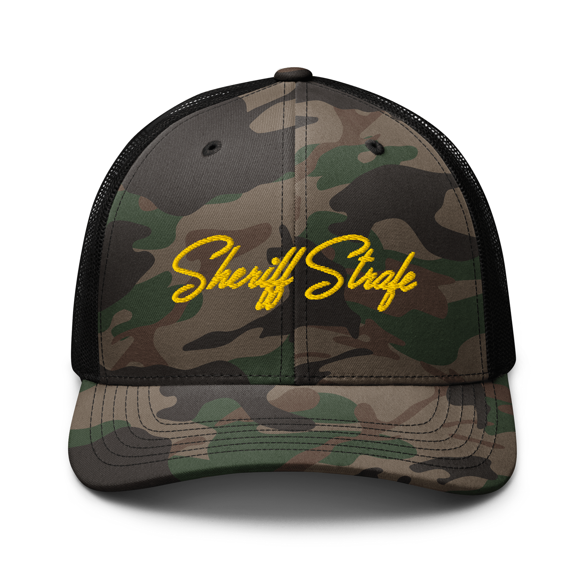 Sheriff Name Embroidered Otto Cap Camouflage Trucker Hat product image (1)