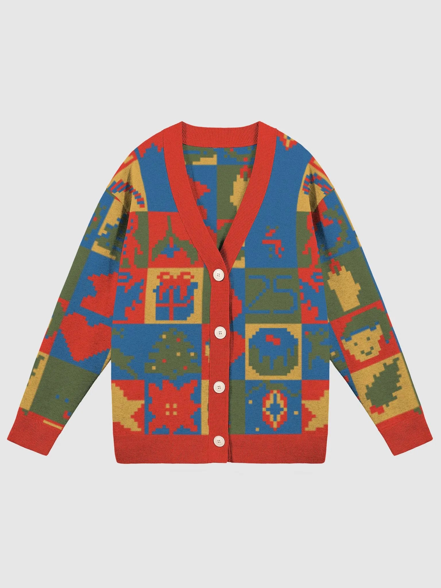Christmas Sprite Sheet (primary colours) cardigan product image (1)