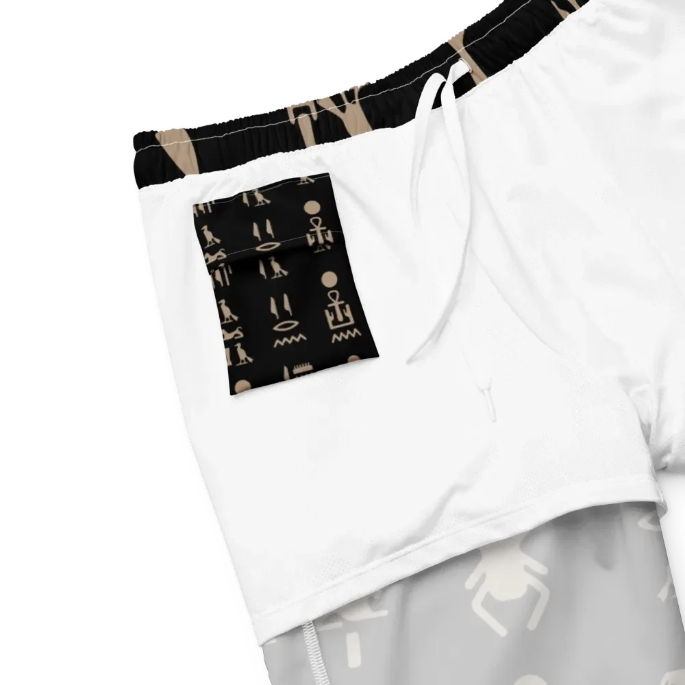Isis Black Hieroglyphs All-Over Swim Trunks product image (6)