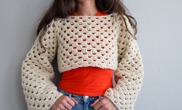Granny Stitch Cropped Sweater product image (1)